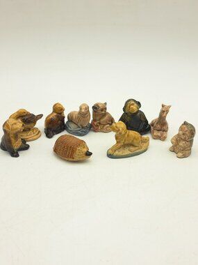 Set of 10 Wade Whimsies Animal Figurines Including Porcupine